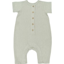 Merli Rose Şile Bezi Düğmeli Kısa Tulum