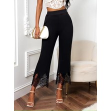 Evyora Kadın Yüksel Bel Paça Ağzı Dantelli Dalgıç Pantolon