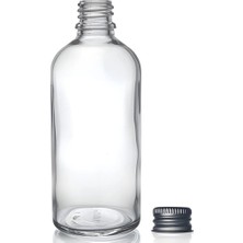 Makrobay 100 ml Metal Gümüş Kapak Şeffaf Cam Şişesi 10 Adet