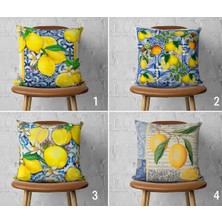 Bebişim Halı Vintage Çini Limon Desenli Dekoratif 4’lü Kırlent Kılıfı ve Runner Seti