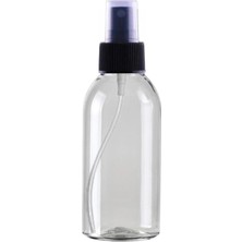 Makrobay 100 Adet - 100ML Plastik Şeffaf Oval Boyunlu Şişe, Boş Siyah Parmak Spreyli Pet Şişe