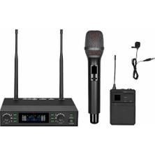Westa Ten, Profesyonel Uhf Kablosuz Mikrofon Seti El ve Yaka Mikrofon 100 Kanal LCD Ekranlı Sahne ve Organizasyon Mikrofonu