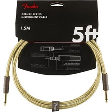 Fender 0990820094 Deluxe Düz/düz Uçlu Patch Kablosu (1.5m) | Klasik Sarı Tweed Örgü Kaplama, Pedalboard ve Ekipman Arası Bağlantı Için Uygun