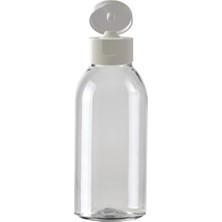 Makrobay 100 Adet - 100ML Plastik Şeffaf Oval Boyunlu Şişe, Boş Açmalı Beyaz Kapaklı Pet Şişe