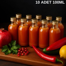 Makrobay 100 ml Şeffaf Cam Shot Şişe – Gold Metal Kapaklı, Huni ve Tıpalı, Çok Amaçlı Koku Süs Şişe 10 Adet