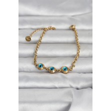 Sb Shopping Çelik Gold Renk Nazarlı Kadın Bileklik