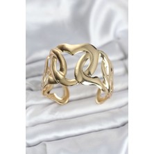 Kuşkaya Ticaret Pirinç Gold Renk Vintage Kadın Bileklik