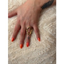 Gmn Collection Oval Hola Model Altın Kaplama Yüzük