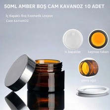Makrobay 10 Adet 50 ml Lüks Cam Krem Kavanozu -Sızdırmaz Amber Krem Kavanozu Seti