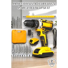 Calperia 24 Parça Çift Bataryalı Şarjlı Matkap Seti 24W Motor ve Otomatik Mil Kilitli Tasarım - Lisinya