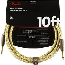 Fender 0990820089 Deluxe Düz/düz Uçlu Enstrüman Kablosu (3m) | Klasik Sarı Tweed Örgü Kaplama, Dayanıklı Konnektörler, Gürültüsüz Sinyal Iletimi