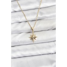 Kuşkaya Ticaret 316L Çelik Zincir Gold Renk Kutup Yıldızı Model Kadın Kolye