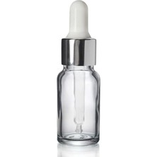 Makrobay 10 ml Gümüş Başlıklı Damlalıklı Şeffaf Cam Şişe 5 Adet