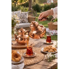Dmt Copper Home Balkon Sefası Ocaklı Çaydanlık Seti Jel Yakıtlı – 0.9l Üst & 1.85L Alt Demlik – Taşınabilir Kamp ve Balkon Çayı Keyfi(Jel Hediyeli)