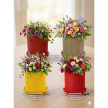 DenizCanlilari Modern Tasarım Dekoratif Saksı - 15X15 cm - 3D Baskı - Tabaklı Tasarım - Çok Renk Seçenekli