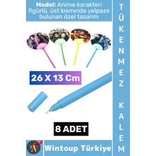 Wintoup #kalem Genç Çocuk Ev Okul Ofis Anime Figürlü Mini Yelpazeli Tasarım Tükenmez Kalem 26 x 13 cm 8 Adet