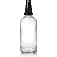 Makrobay 100 ml Siyah Parmak Sprey Kapaklı Şeffaf Cam Şişe 5 Adet