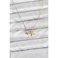 Kuşkaya Ticaret Gold Renk Pirinç Minimal Yıldız Model Kadın Kolye