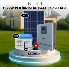 Lexron Hsa Elektronik | 6.2kw Polikristal Solar Paket Sistem 2 | Bağ Evi Için Güneş Enerjili Çözüm