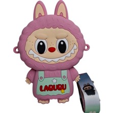 Spteks Kız Çocuk Pembe Renk Labubu Model Yazı Detaylı Silikon Mini Askılı Çanta Cüzdan