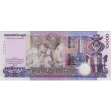 Banknoting Kamboçya 15.000 Riel Hatıra-Kral Norodom Sihamoni Taç Giyişin 15. Yılı Çil.