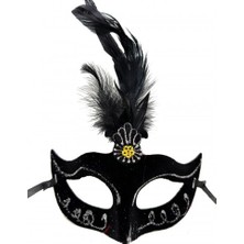 Najmaddin Siyah Tüylü Süet Parti Maskesi -Com