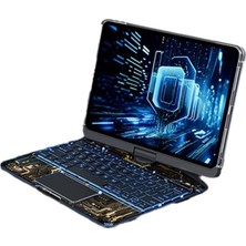 Mey İthalat Mey Ithalat®   JP11 iPad Pro 11 (2022) Kılıf Vales Dönen Ledli Klavyeli Tablet Kılıfı - Siyah