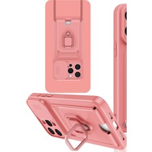 Mey İthalat Mey Ithalat®   iPhone 15 Pro Max Kılıf Zuma Kartvizitli Yüzüklü Silikon - Pembe