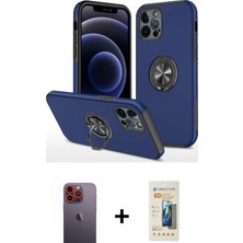Marsilyan™- iPhone 12 Pro Max Kılıf Odak Form Prime - Siyah 6d Mat Seramik Hayalet Nano Ekran Koruyucu + Turuncu Neon Fosforlu Kamera Lens