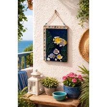 Marena Home Seramik Büyük Akvaryum Duvar Süsü 33X23 Cm, El Yapımı Deniz Balık Akdeniz Temalı Bohem Duvar Dekoru