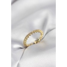 Kuşkaya Ticaret Gold Renk Sıralı Zirkon Taşlı Model Kadın Yüzük