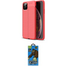 TKÇ Ieg™ Iphone 11 Pro Max Kılıf Doruk Klasik Özel Seri - Siyah 18D Cam Ekran Koruyucu