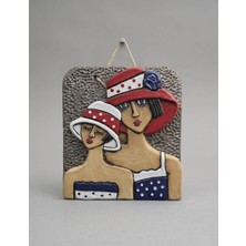 Odmek El Yapımı Seramik Anne & Kız Duvar Süsü 19,5X23 cm