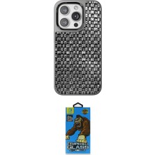 TKÇ  iPhone 14 Pro Kılıf Siluet Form Serisi - Siyah 18D Cam Ekran Koruyucu