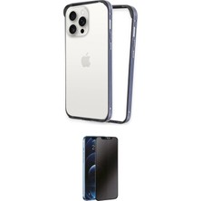 TKÇ Ieg™ Iphone 15 Pro Kılıf Pusula Asil Koleksiyonu - Siyah 3D Antistatik Hayalet Cam Ekran Koruy
