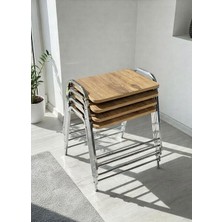 Eryalux Home 4'lütepsi Model Gümüş-Çam Zigon Sehpa