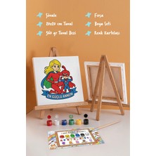 Tabdiko Süper Anne Temalı Boyama Tuvali Şövaleli Boya Seti 20X20 cm