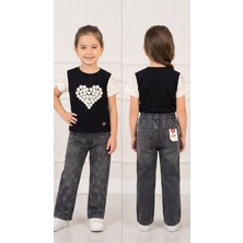 Pançiko Pnc Süzüne Kalp Nakışlı Kız T-Shirt