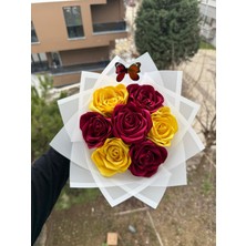 Buket Dünyası 7 Li Taraftar Gs Renkleri Yeni Solmayan Gül Buketi Dışı Beyaz