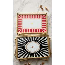 Love Birds Desenli (32X22 Cm) Sunum Tepsisi (Alt Yüzeyi Cam)