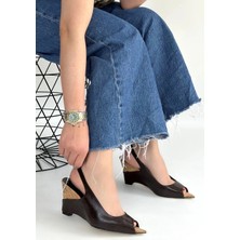 Kazax Nemba Kahverengi Rugan Dolgu Topuk Ayakkabı