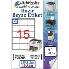 ArtMaster A4 Hazır Beyaz Etiket 70X56MM 10 Sayfa 1 Paket 15 Li Kendinden Yapışkanlı Fotokopi Lazer Inkjet Kağıdı Yazıcılar Için