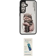 TKÇ Ieg™ Galaxy S24 Kılıf Siluet Modern Özel Seri - Şeffaf Pasifik Cam Ekran Koruyucu