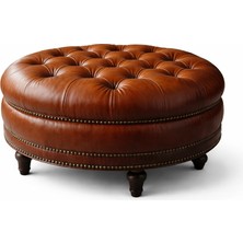 The Ivy Concept Store The Noble Hıde Taba Renk Kahverengi Yuvarlak Chester Puf
