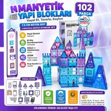 Oyuncak Fabrikası Manyetik Yapı Blokları 102 Parça 7,5 cm Büyük Boy 3 Boyutlu Stem Eğitici Oyuncak Seti