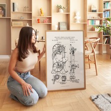 Pegziz Şerit Testere Teknik Çizim Poster Çerçeveli Tablo