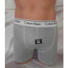 Shine Elagance Gri %95 Pamuk Cotton %5 Elastan Düz Renk Likralı Erkek Boxer