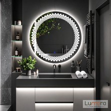 Lumora Mirror Design Elyssara Beyaz Led'li Lazer Kumlamalı Lavabo & Banyo Aynası (Dokunmatik Sensörlü)
