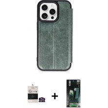 Marsilyan™- iPhone 14 Pro Max Kılıf Zirve Yansıma Serisi - Siyah 360 Mat Full Body Arka Koruyucu + Gold Bilvis Titan Kamera Lens