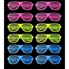 Ttt Retro Neon Fosforlu Panjur Gözlük - 12 Adet